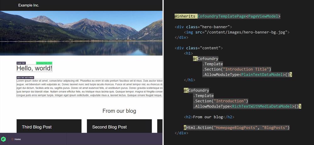 Developing templates in Cofoundry with razor, html and c#