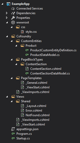 The cofoundry-web project template structure