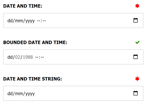 Date and time field examples