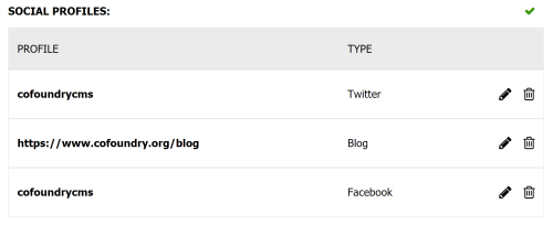 Social profiles editor example using the nested data model multi-type collection attribute.