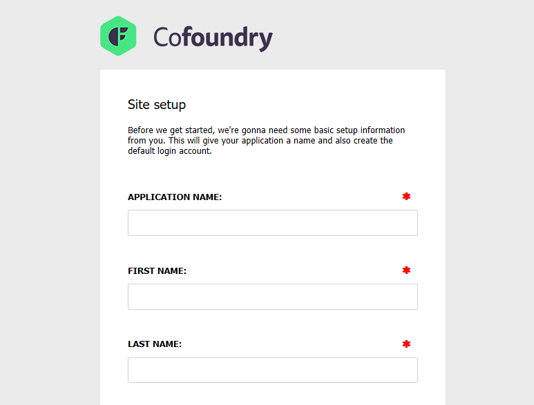 Cofoundry site setup